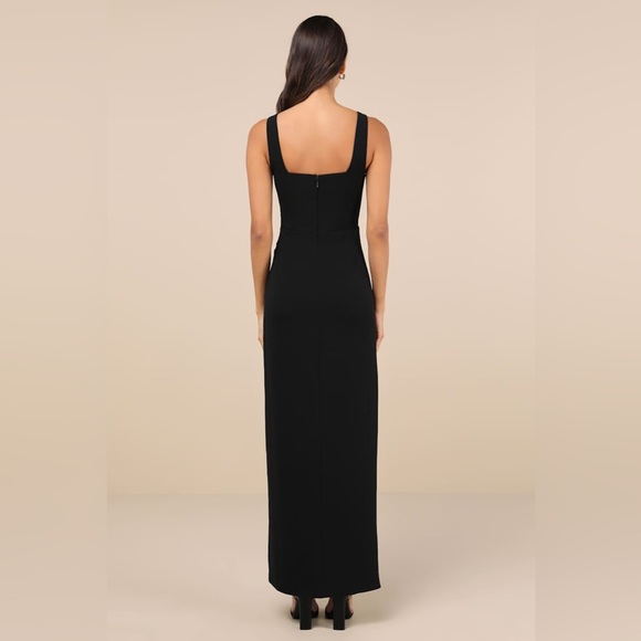 NWT Lulus Glamorous Disposition Black Ruched Maxi Dress - Picture 4 of 9